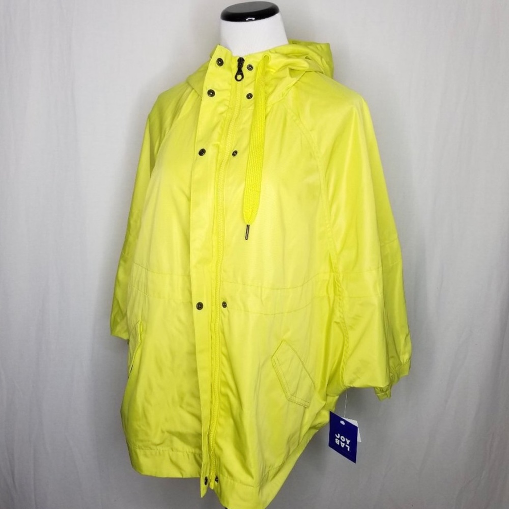 JoyLab Yellow Zip-Up Windbreaker Water Resistant Poncho Size Small NEW - Picture 7 of 7